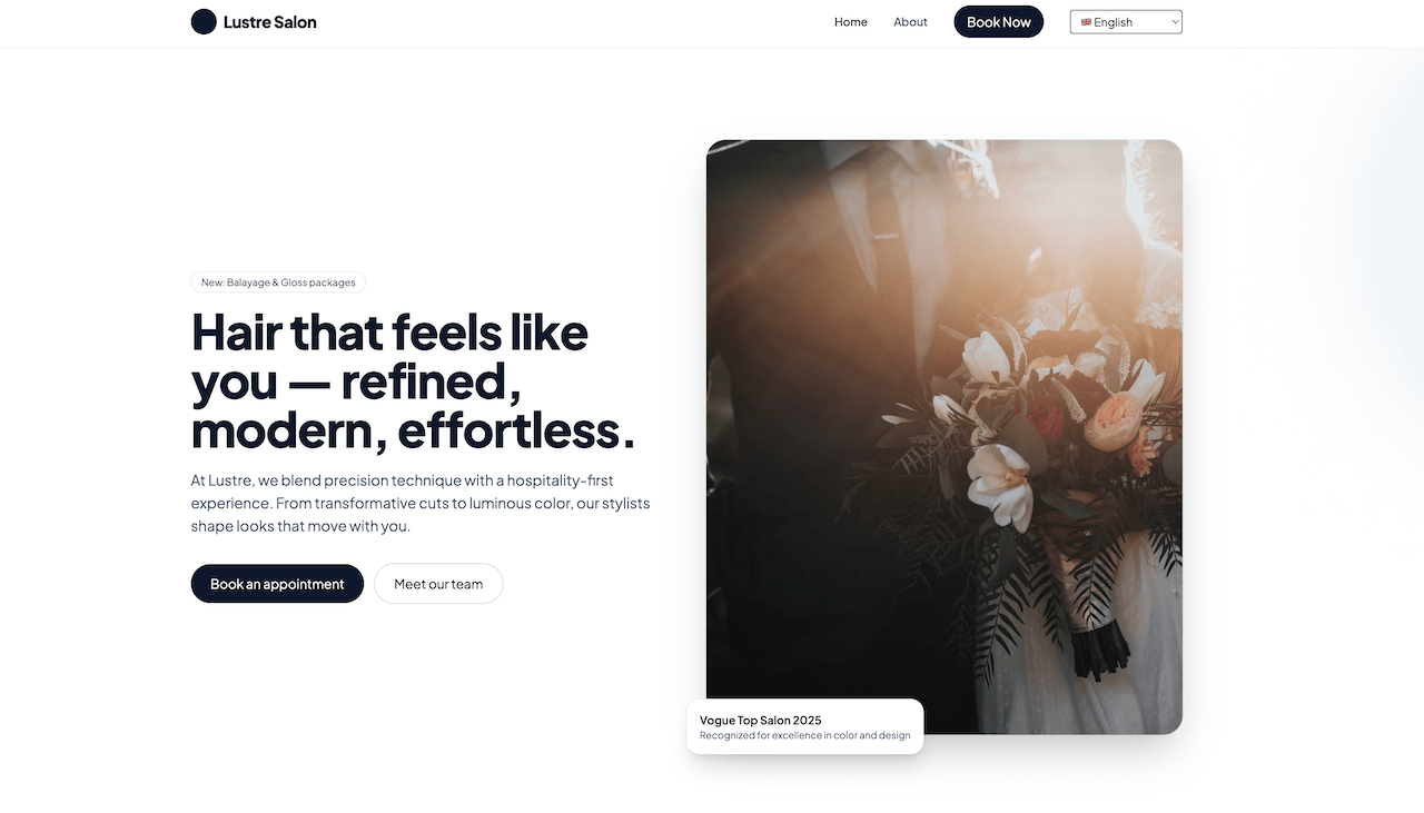 Lustre Salon — Hairstylist Website with Scheduling
